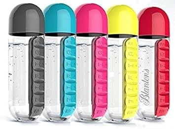 2-in-1 Medicine Organizer with Water Bottle – 7 Days Pill Box,