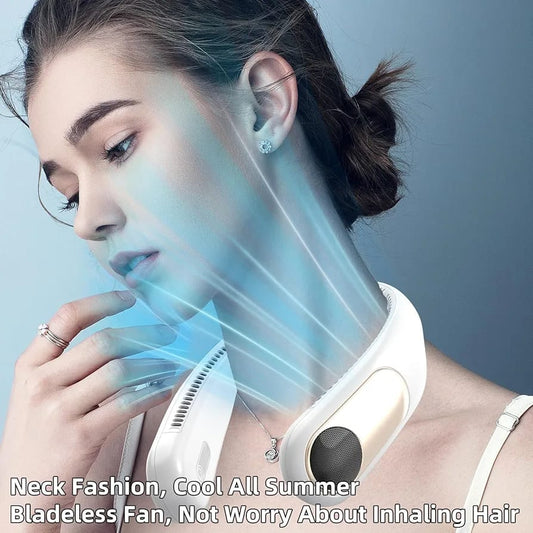 Portable Personal Neck Fan – Wearable Bladeless Cooling Fan, 360° All-Around Airflow, 3-Speed Adjustment USB Rechargeable for Outdoor & Indoor Use